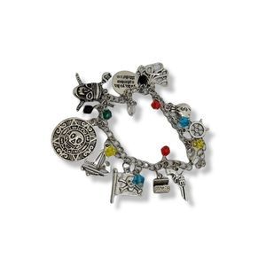 Pirate charm crystal and coin skull and crossbones Kraken bracelet 7" with 2"
